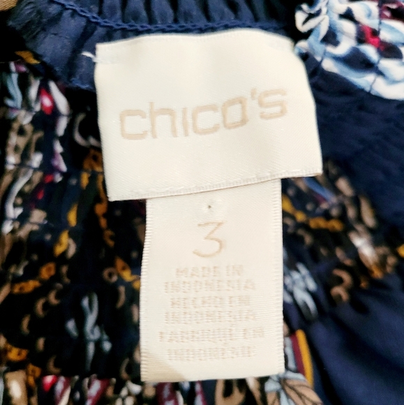 CHICO'S Paisley Smocked Mock-Neck Top Blouse Woman's Size XL (3) - Picture 9 of 12